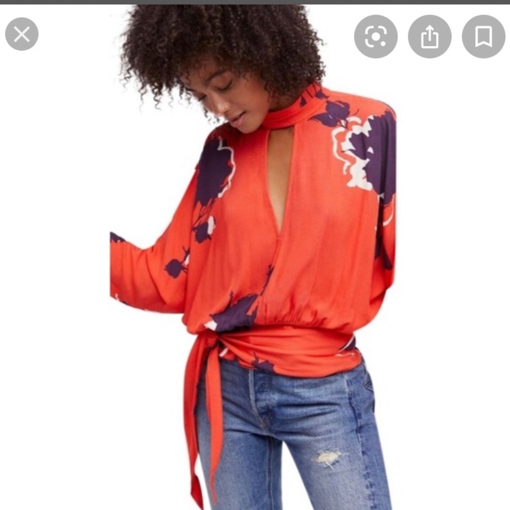 Free people say you love me floral sash tie top